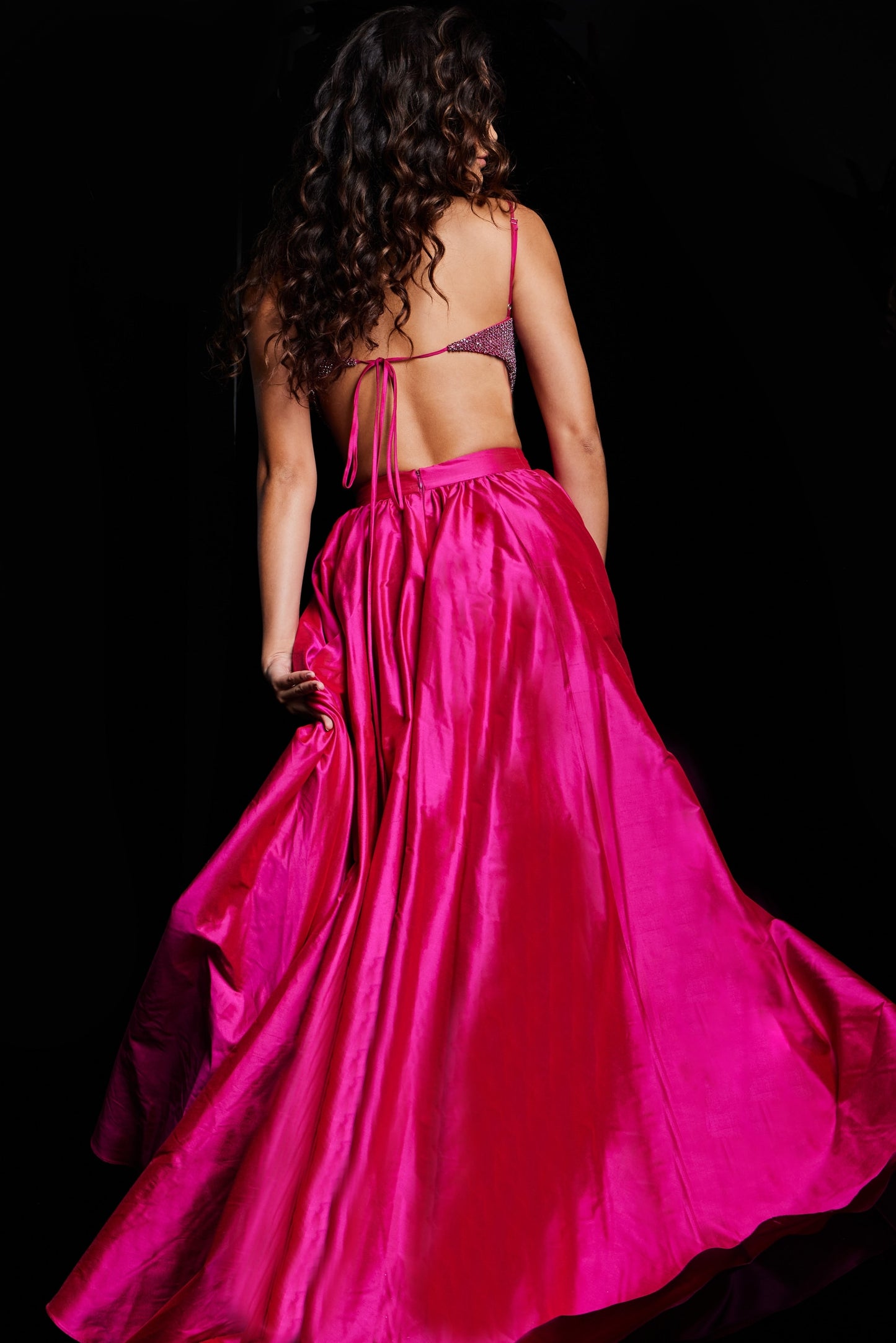 Prom Dresses Long Formal Prom Two Piece Gown Hot Pink