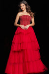 Prom Dresses Strapless Beaded Corset Prom Gown Red