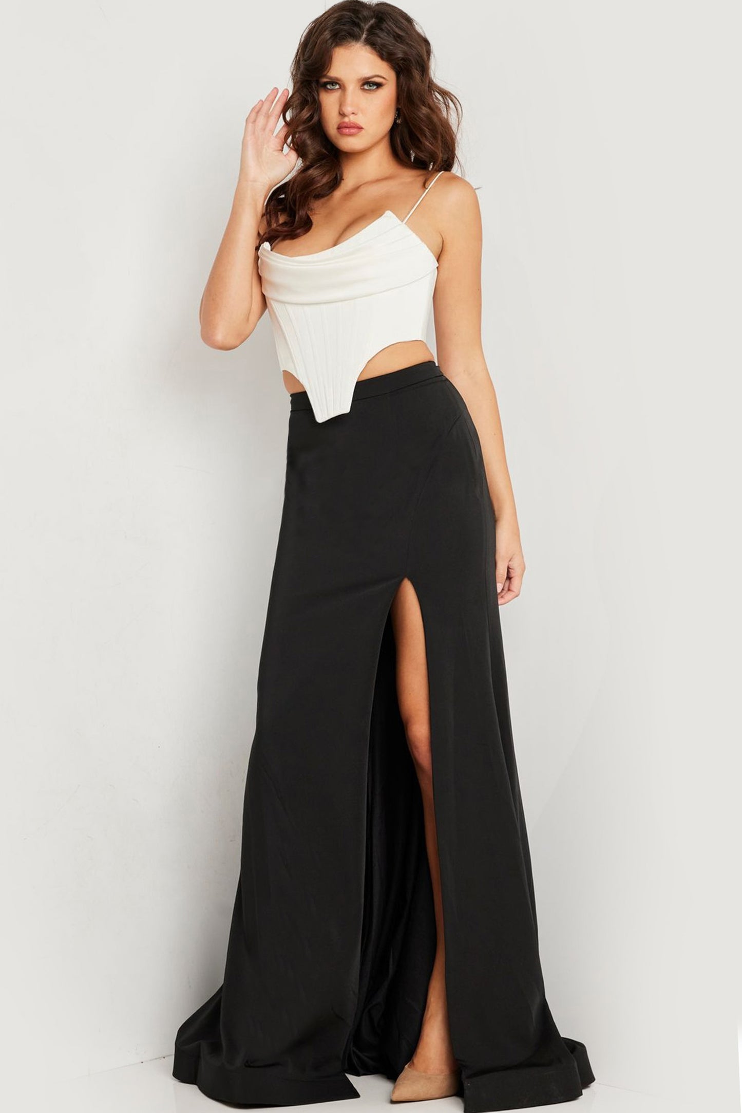 Prom Dresses Long Formal Prom Two Piece Dress Off White/Black