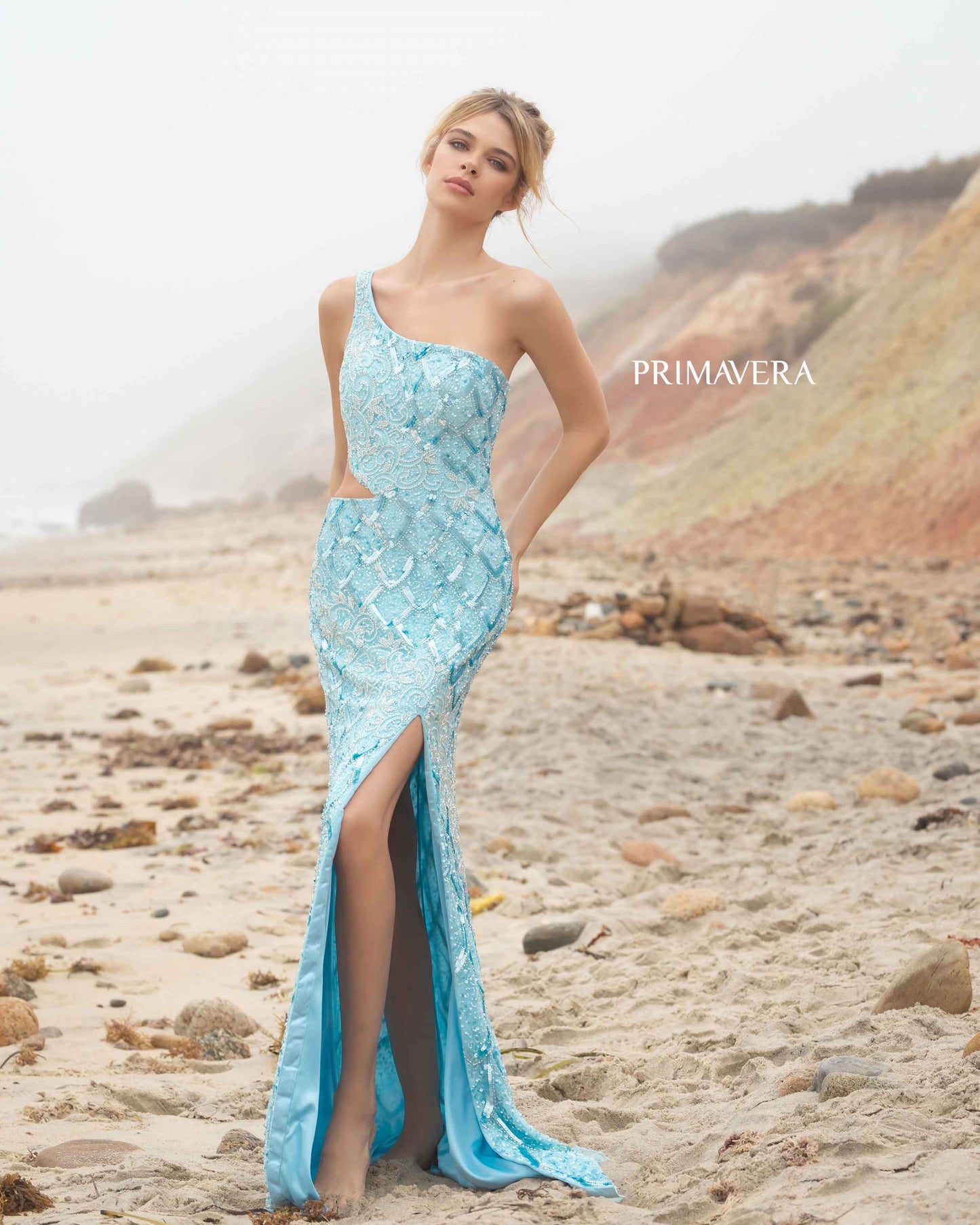 Prom Dresses Long Sequin Beaded Fishscale Pattern Prom Formal Dress Light Turquoise