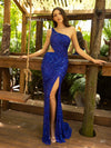 Prom Dresses Long Fitted Prom Sequin Fishscale Pattern Formal Dress Royal Blue