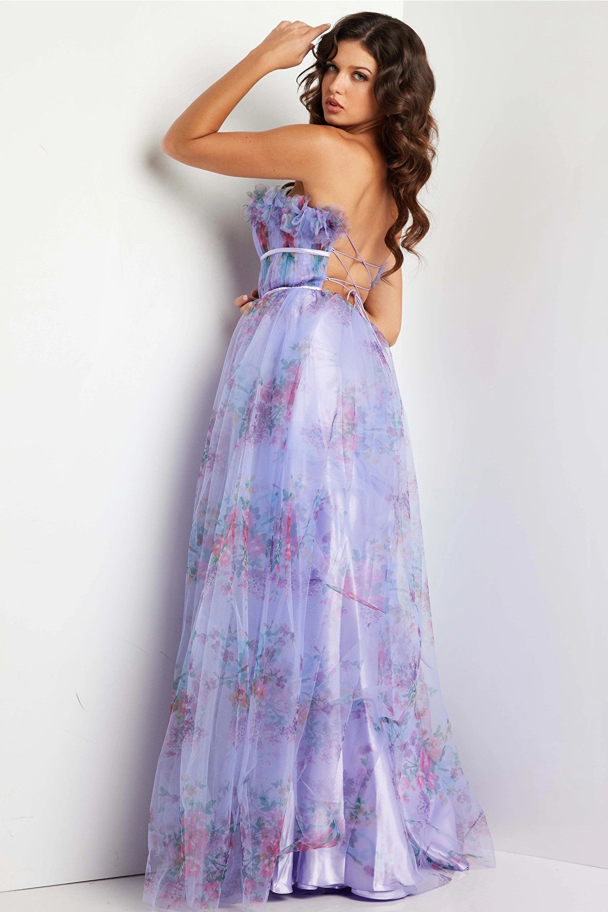 Prom Dresses Printed A Line Prom Gown Lilac