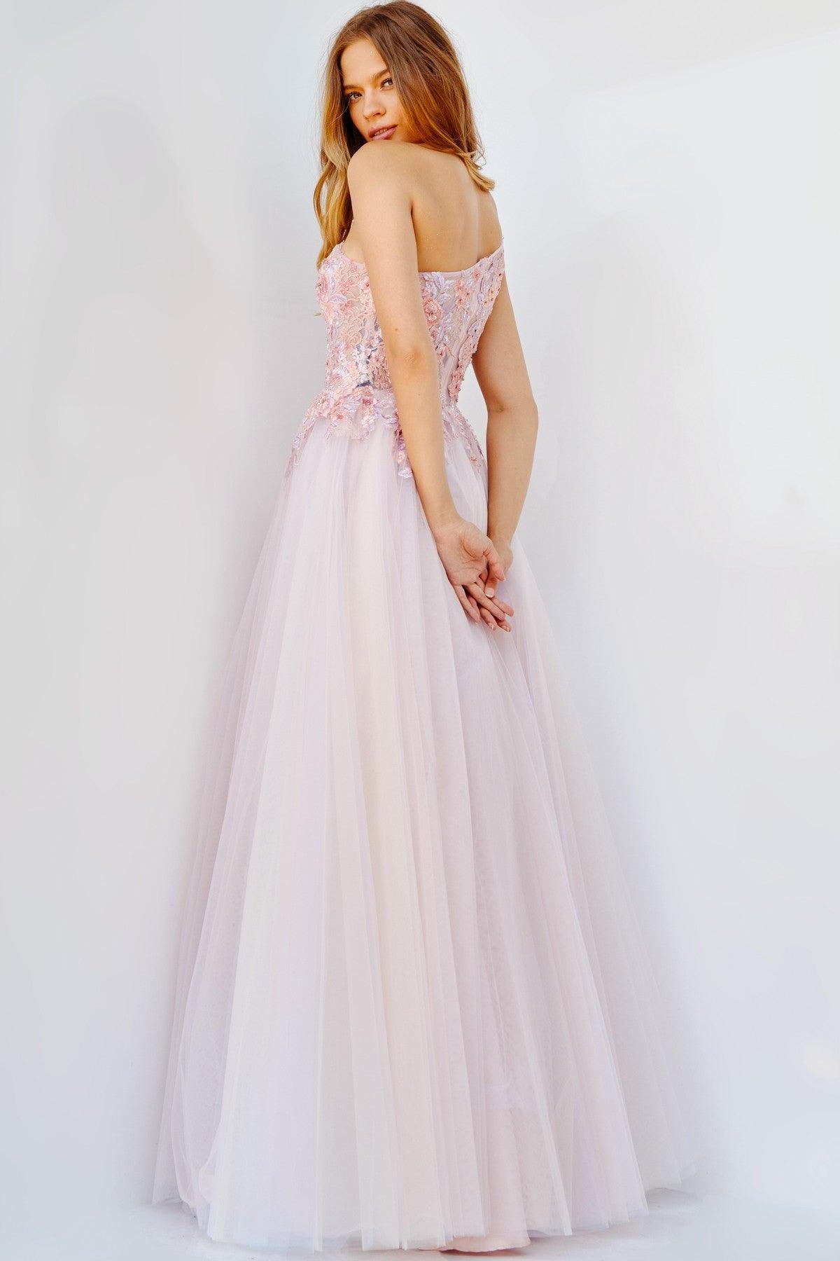 Prom Dresses Long One Shoulder Prom Ball Gown Blush/Multi