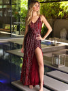 Prom Dresses Long Formal Fitted Sequin Prom Dress Burgundy