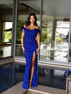 Prom Dresses Long Fitted Formal Prom Feather Dress Royal Blue