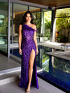 Prom Dresses Long Sequin Prom Feather Formal Dress Purple