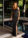 Prom Dresses Long Fitted Prom Beaded Fringes Formal Dress Black