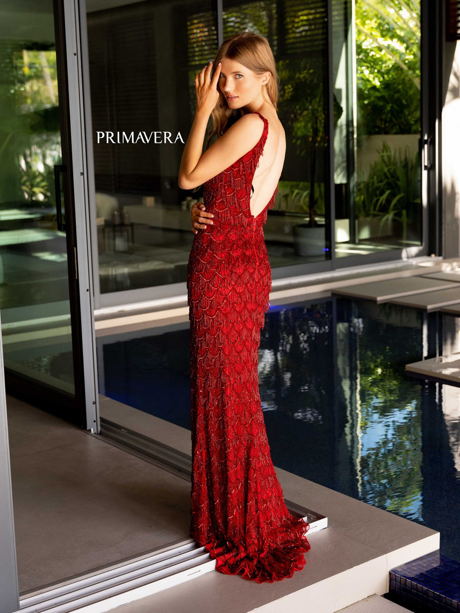 Prom Dresses Long Fringe Formal Prom Dress Red