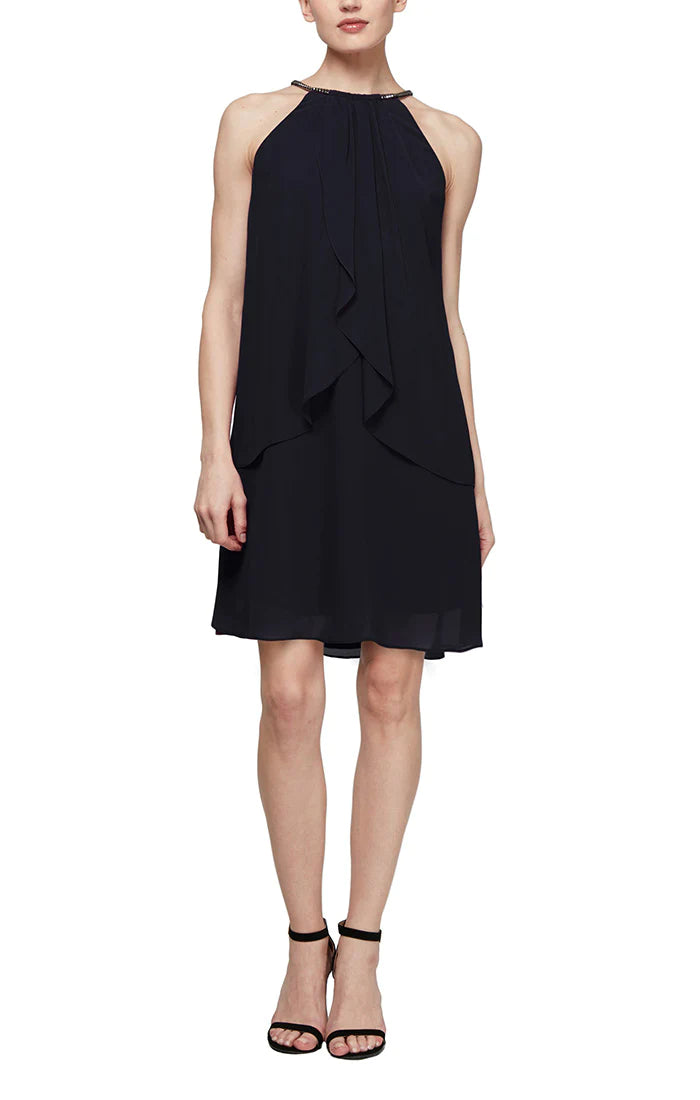 Cocktail Dresses Split Front Chiffon Dress  Black