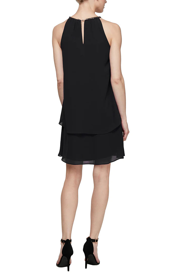 Cocktail Dresses Split Front Chiffon Dress  Black