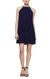 Cocktail Dresses Split Front Chiffon Dress  Navy