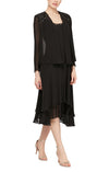 Mother of the Bride Dresses Jacket Dress with Beaded Detail Short Dress Black