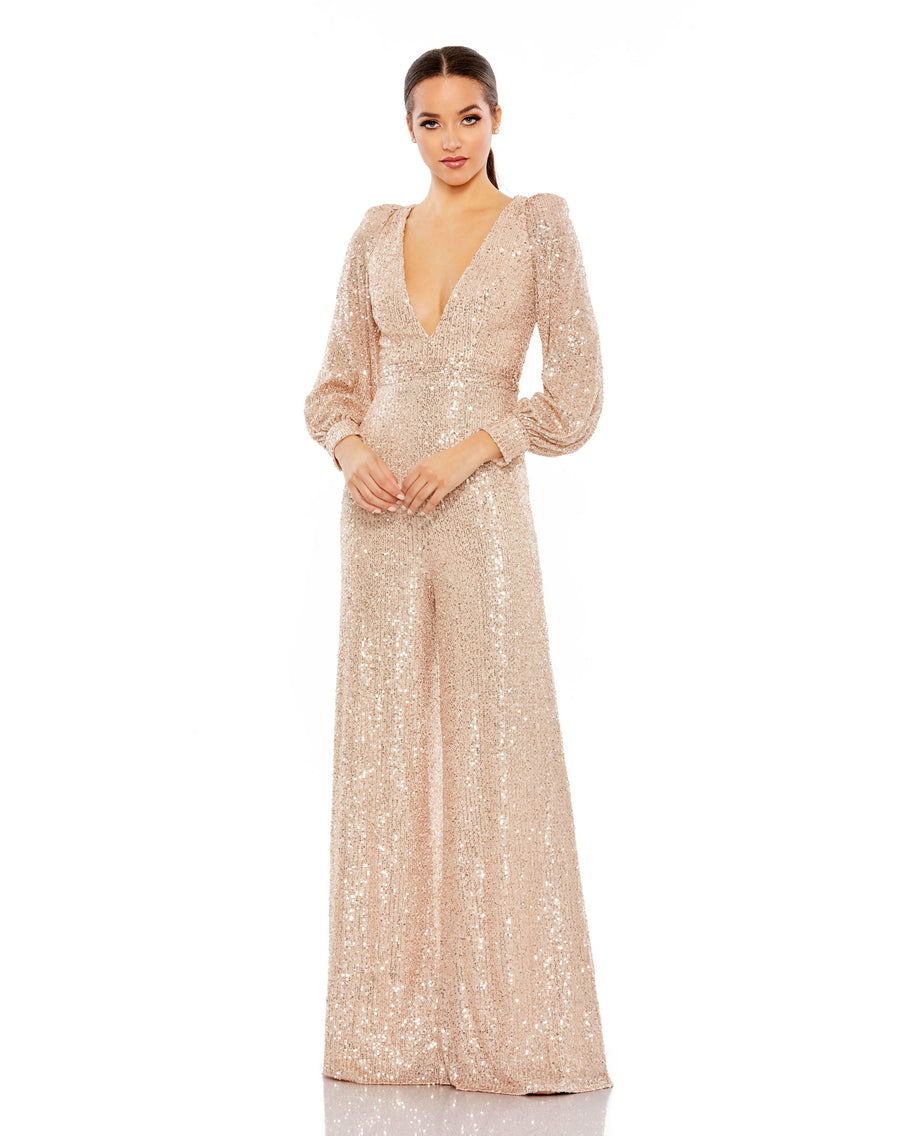 Formal Dresses Long Sleeve Formal Jump Suit Rose Gold