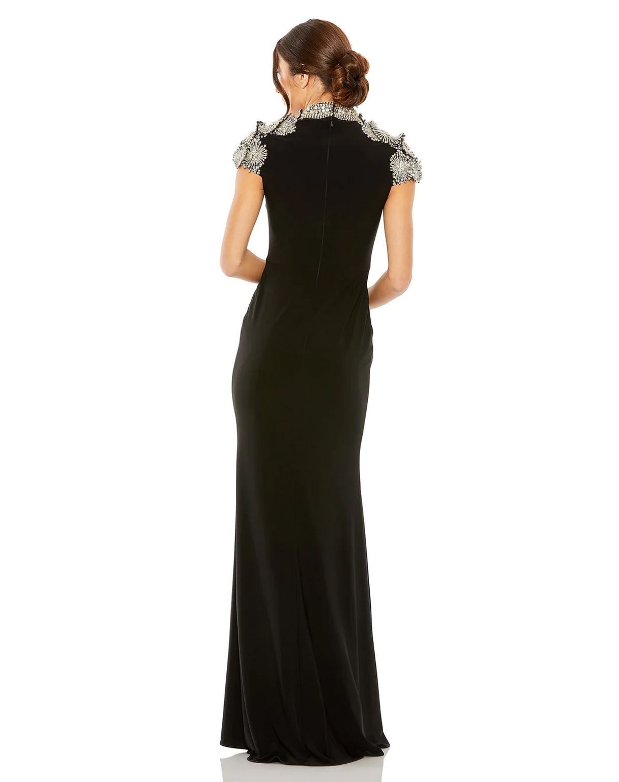 Formal Dresses Fitted Long Formal Beaded Dress Black