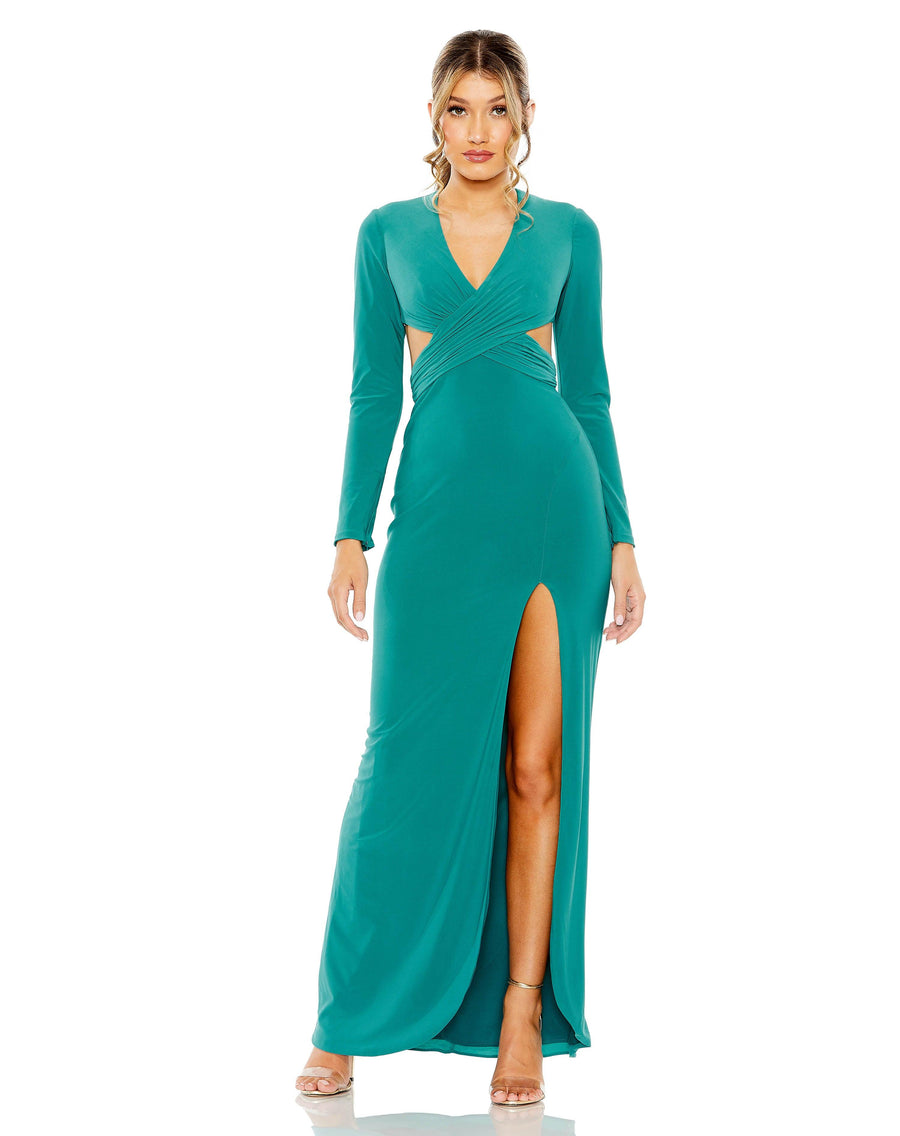 Formal Dresses Long Sleeve Fitted Formal Dress Teal