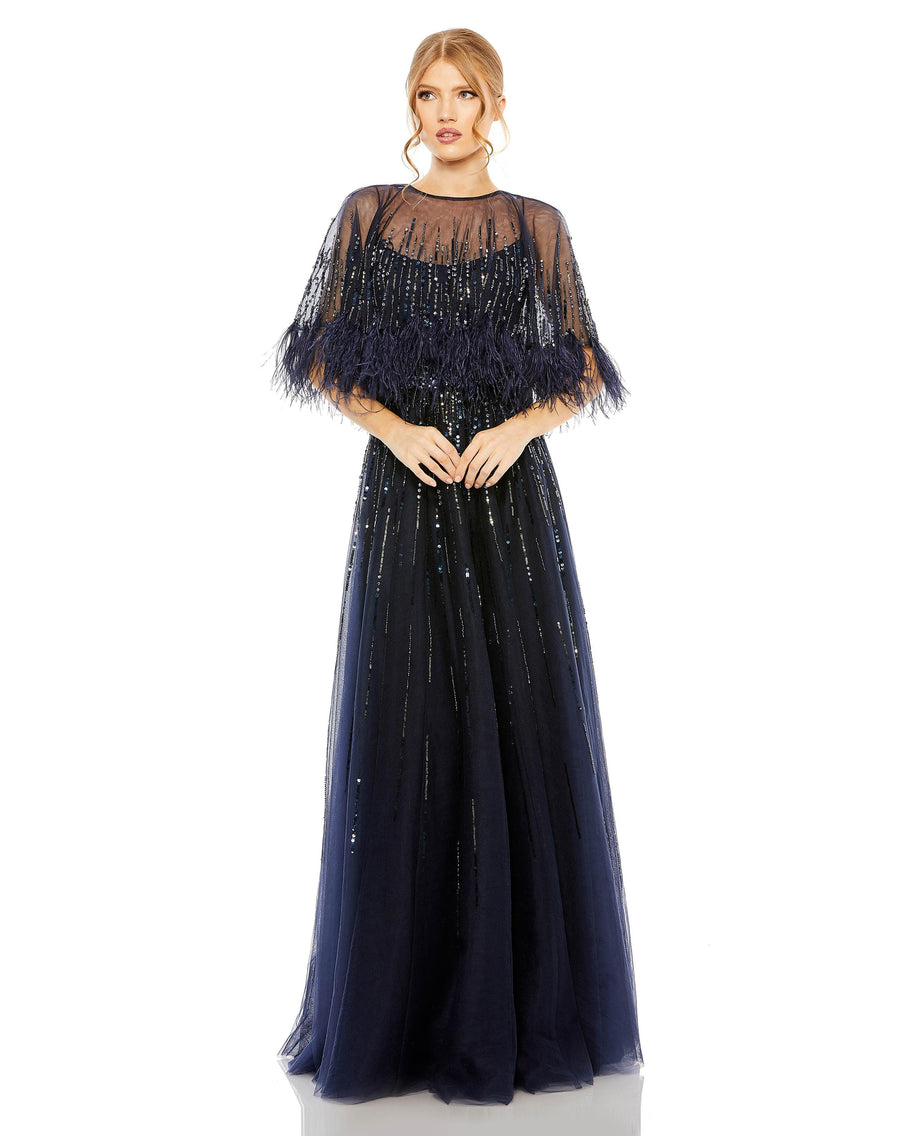 Mother of the Bride Dresses Long Mother of the Bride Cape Dress Navy