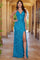 Prom Dresses Long Fitted Formal Prom Sequins Dress Irish Blue