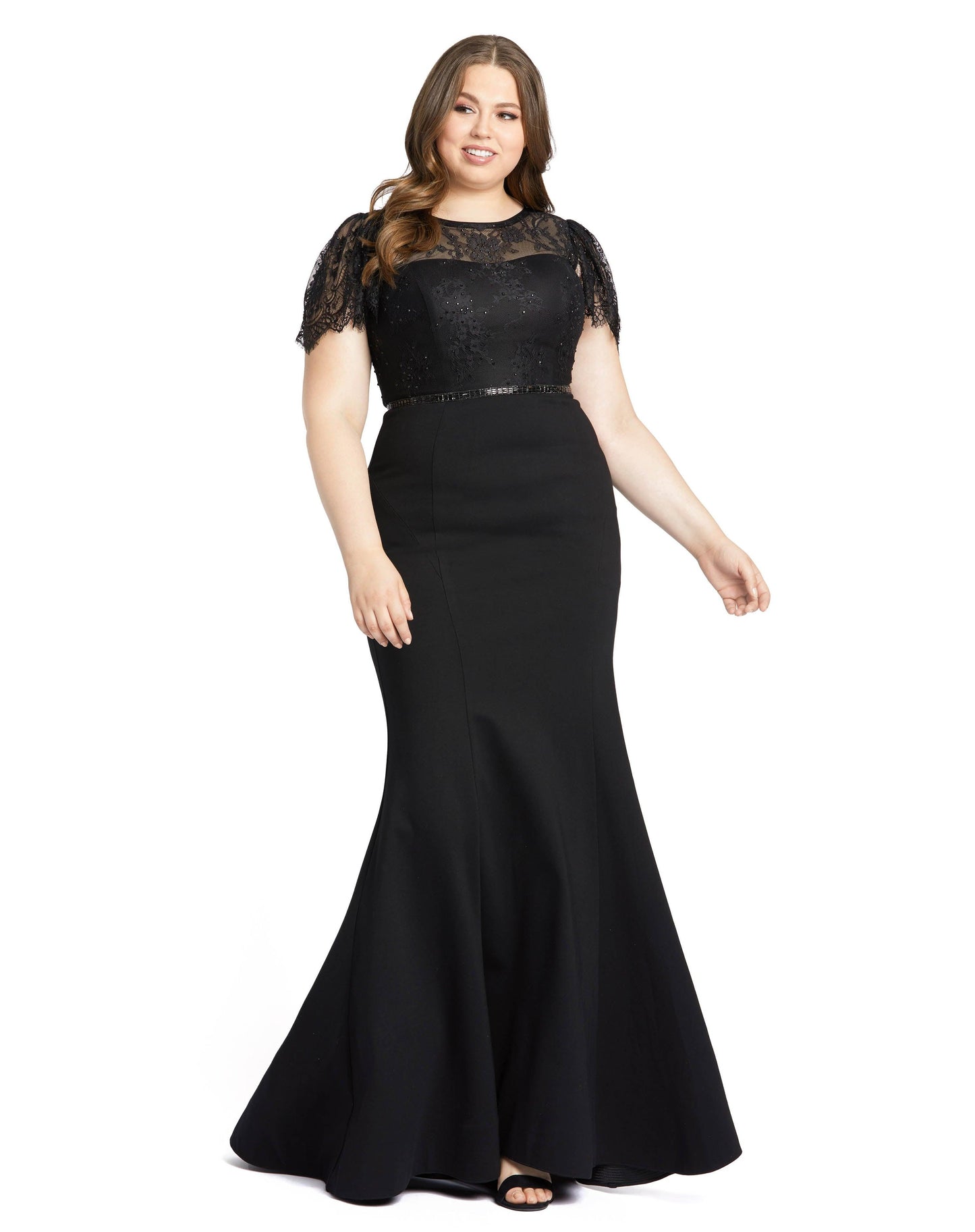 Plus Size Dresses Fabulouss Long Plus Size Cap Sleeve Dress Black