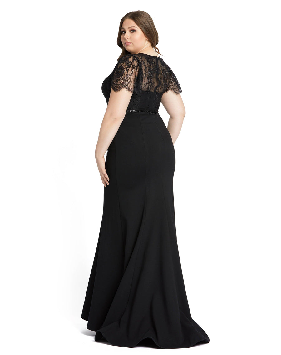 Plus Size Dresses Fabulouss Long Plus Size Cap Sleeve Dress Black