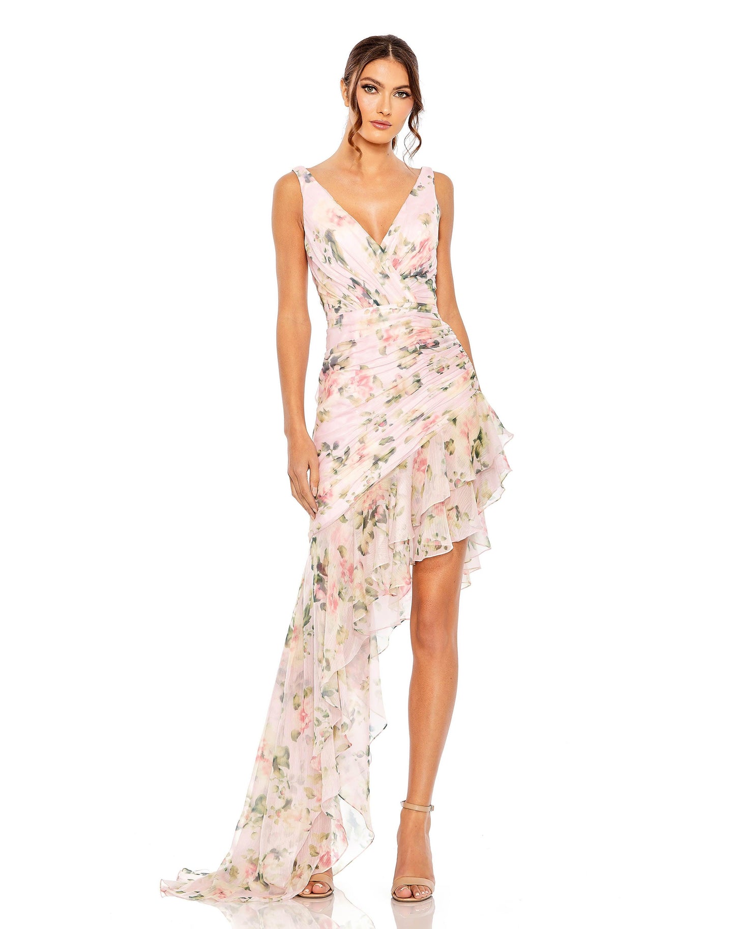 Mac Duggal 49144 High Low Sleeveless Floral Dress