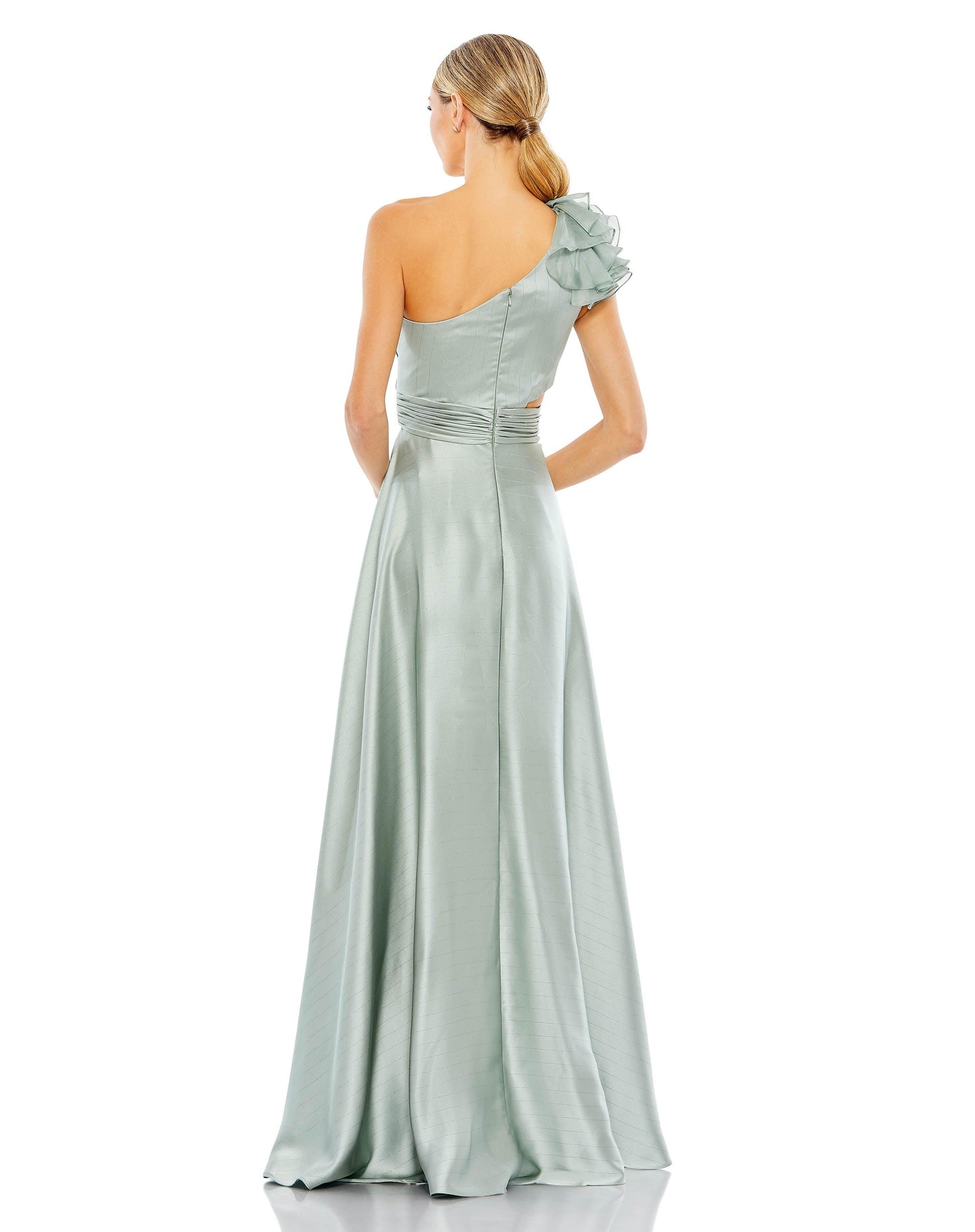 Prom Dresses High Low One Shoulder Prom Dress Sage