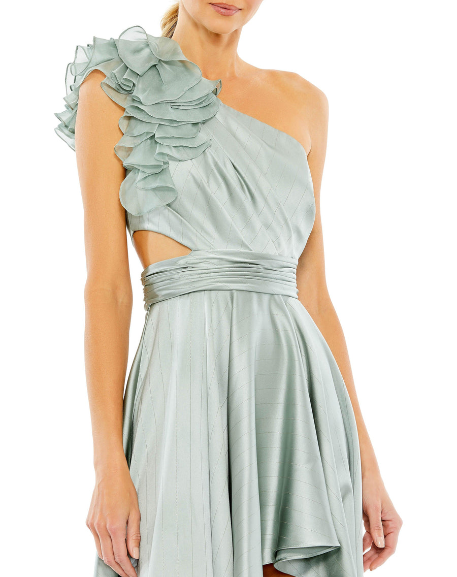 Prom Dresses High Low One Shoulder Prom Dress Sage