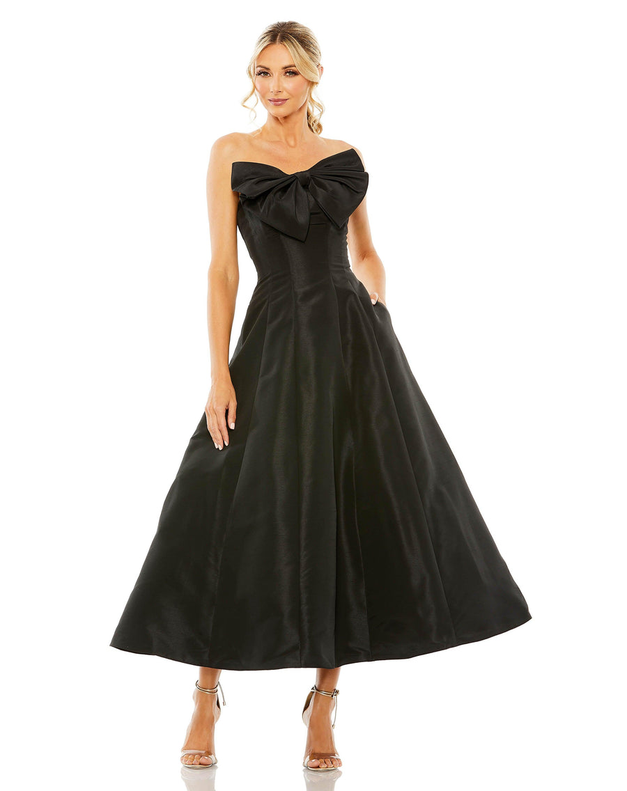 Formal Dresses Tea Length Strapless Dress Black