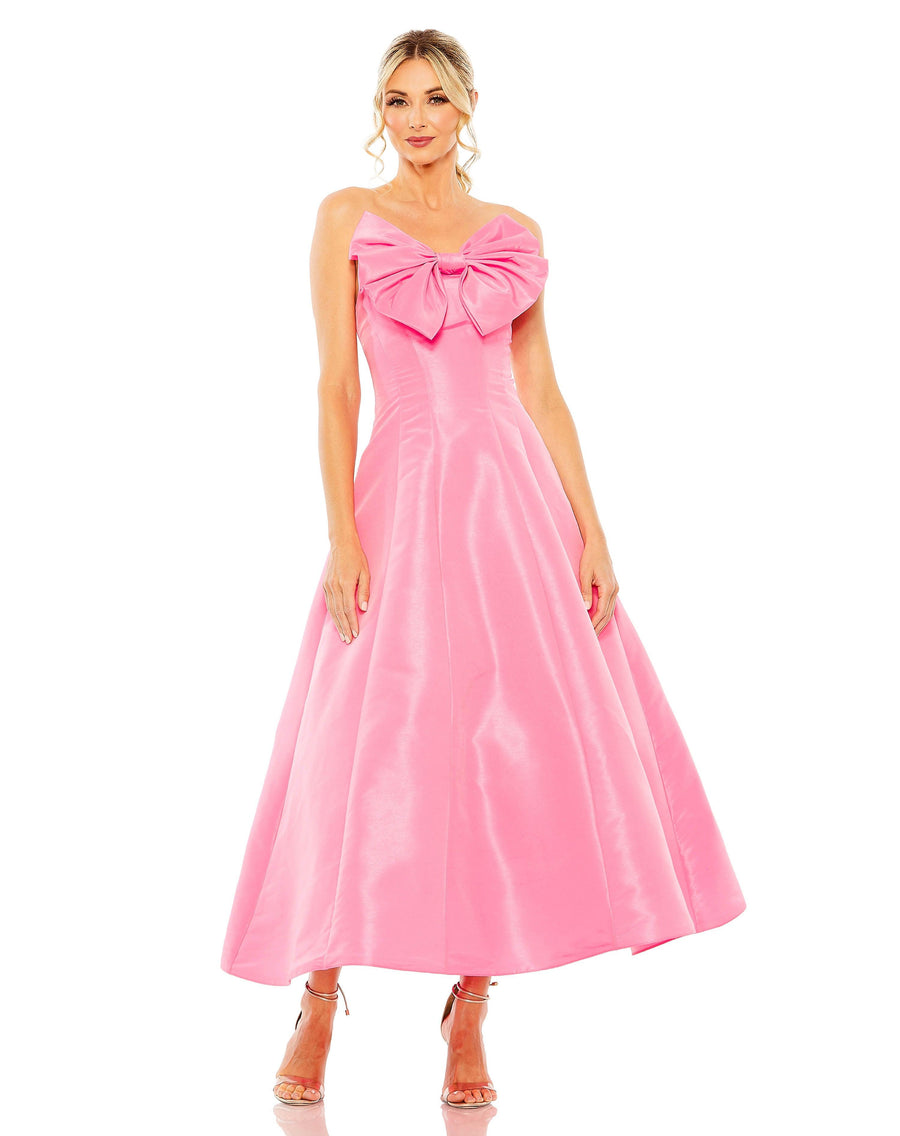 Formal Dresses Tea Length Strapless Dress Candy Pink