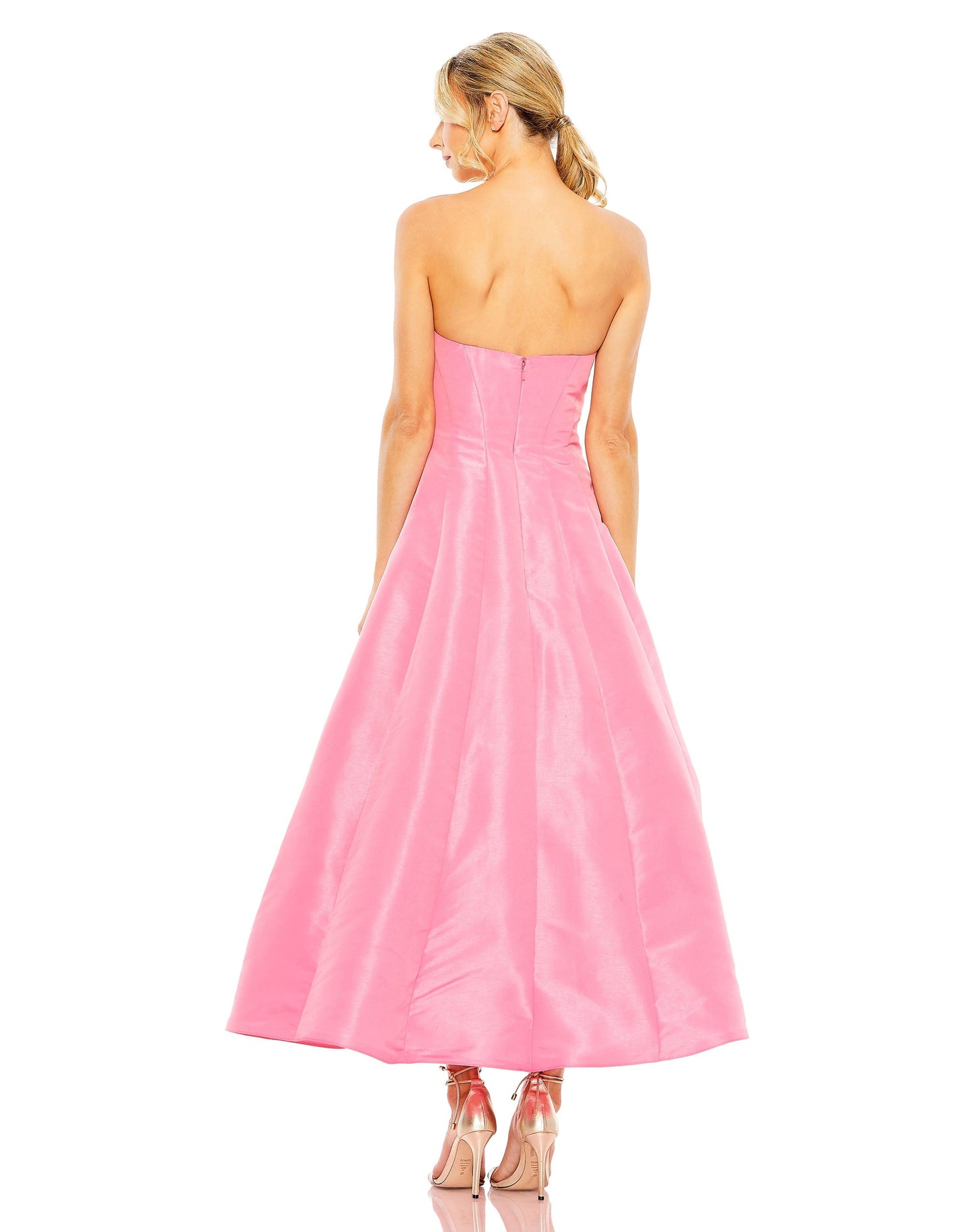 Formal Dresses Tea Length Strapless Dress Candy Pink