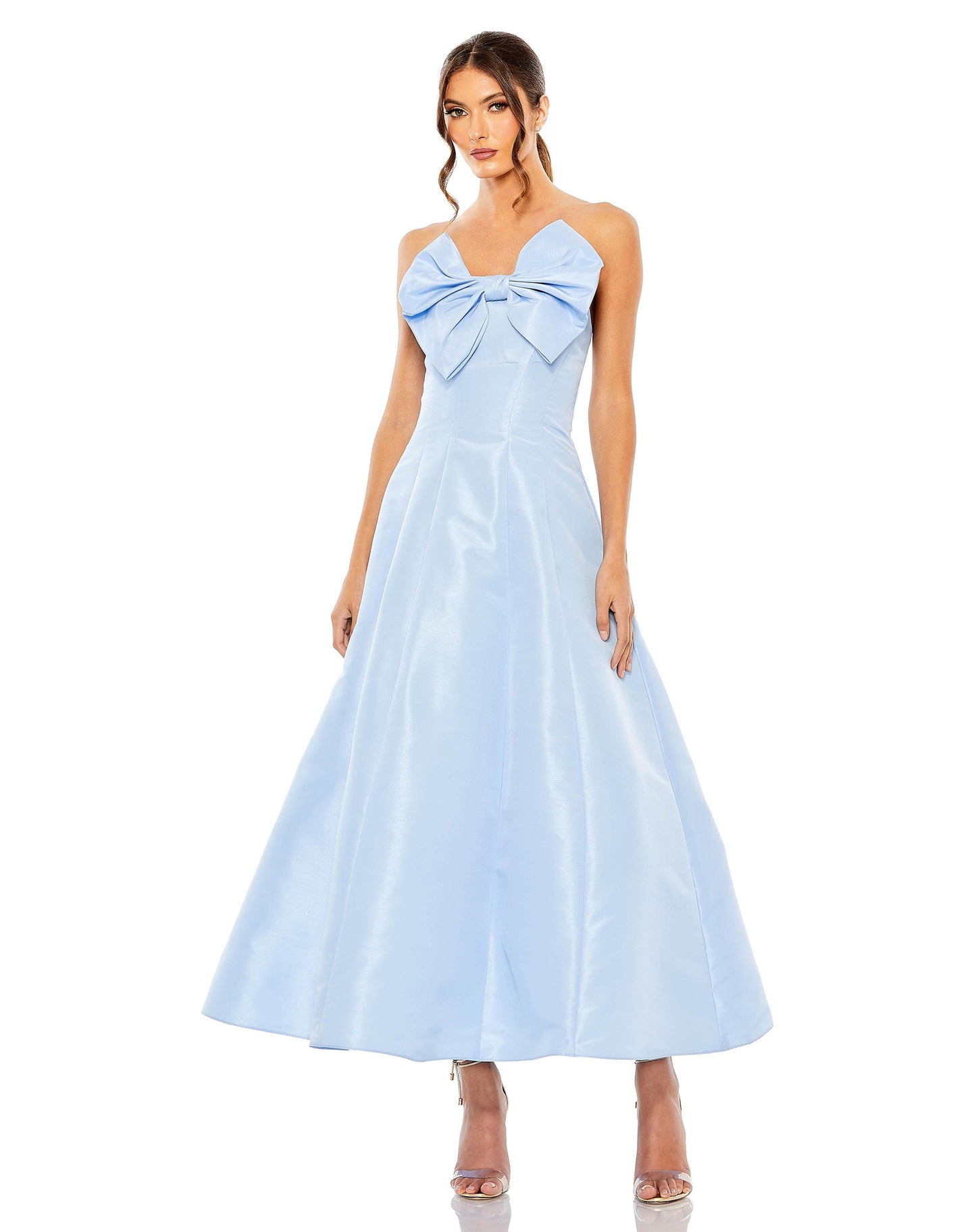 Formal Dresses Tea Length Strapless Dress French Blue