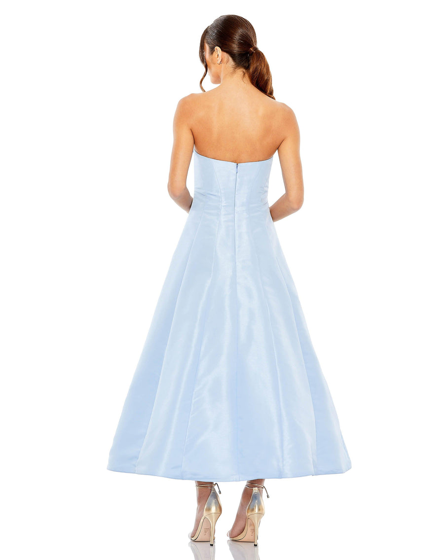 Formal Dresses Tea Length Strapless Dress French Blue