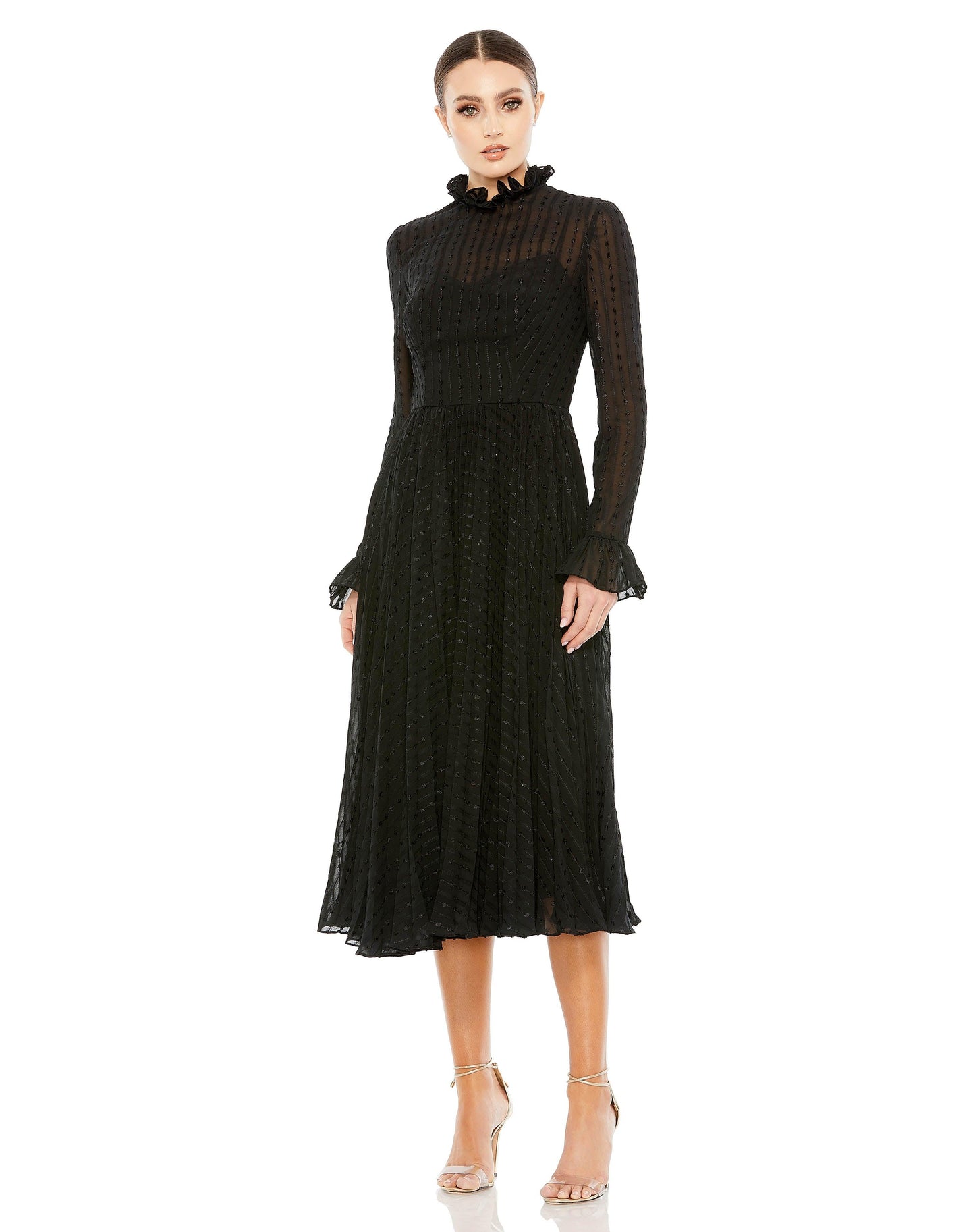 Cocktail Dresses Long Sleeve Tea Length Cocktail Dress Black