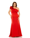 Plus Size Dresses Fabulouss Long One Shoulder Plus Size Dress Red