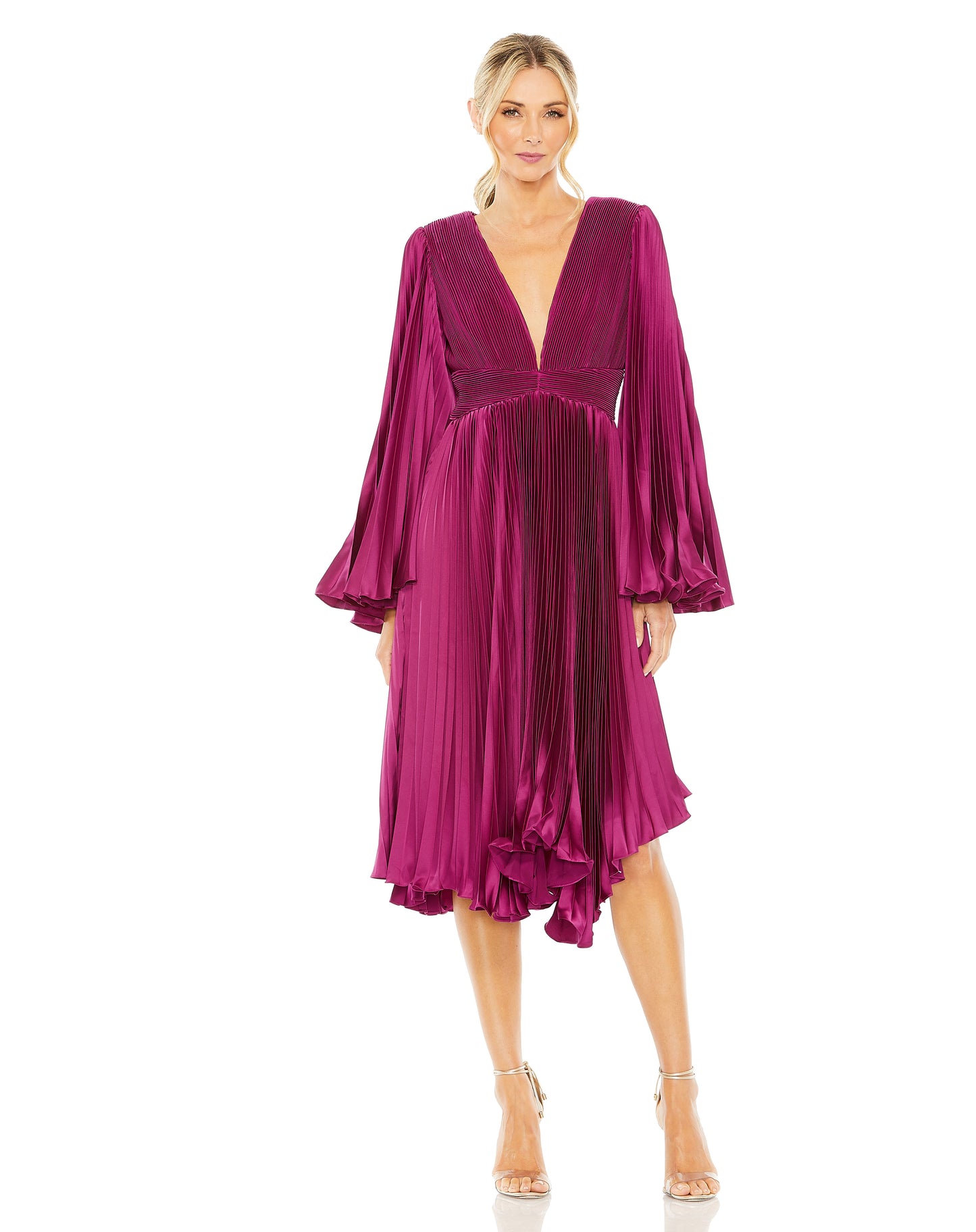 Cocktail Dresses Long Sleeve Tea Length Cocktail Dress Berry