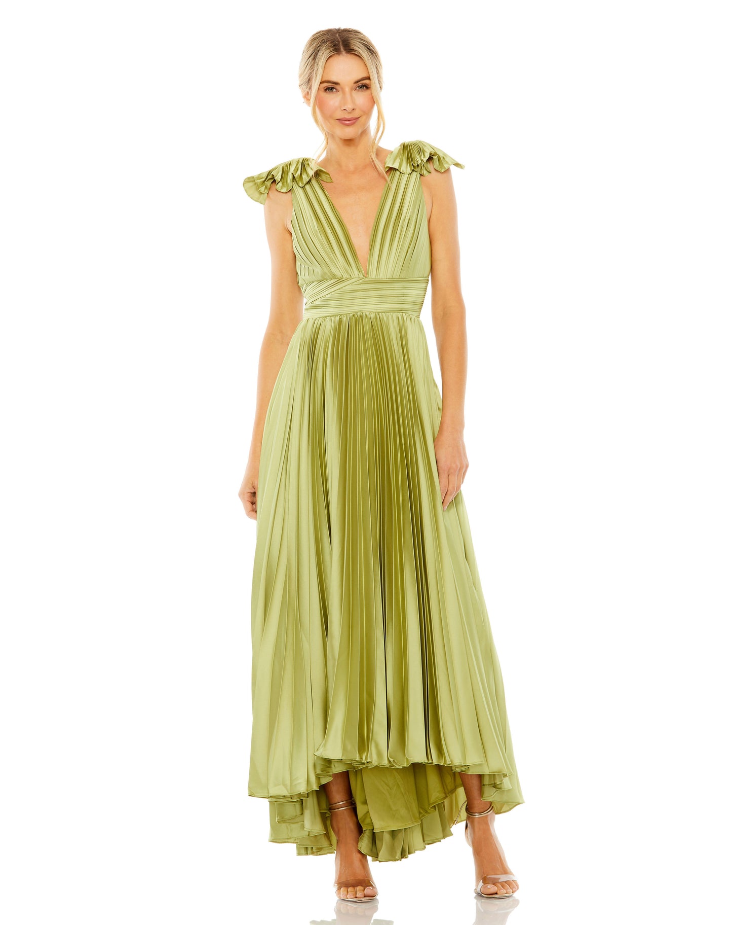 Formal Dresses High Low Formal Pleated A Line Evening Dress Apple Green