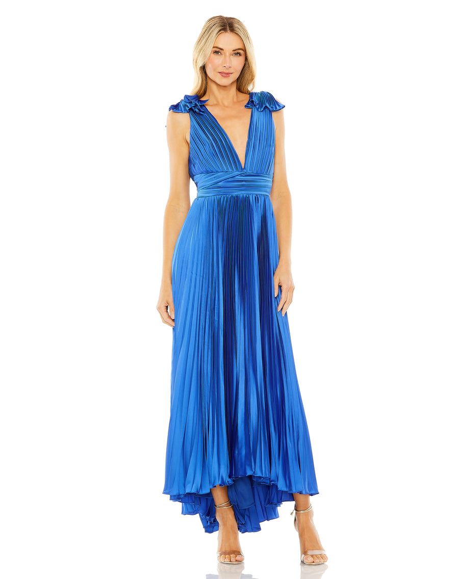 Formal Dresses High Low Formal Pleated A Line Evening Dress Cobalt