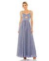 Formal Dresses Pleated Formal Cutout Prom Long Dress Slate Blue