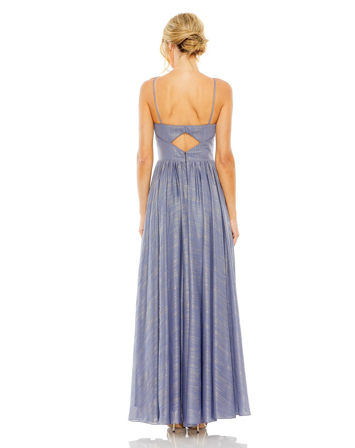 Formal Dresses Pleated Formal Cutout Prom Long Dress Slate Blue