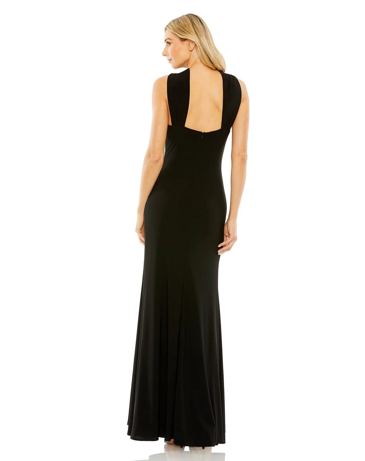 Formal Dresses Long Knotted Halter Neck Keyhole Jersey Dress Black