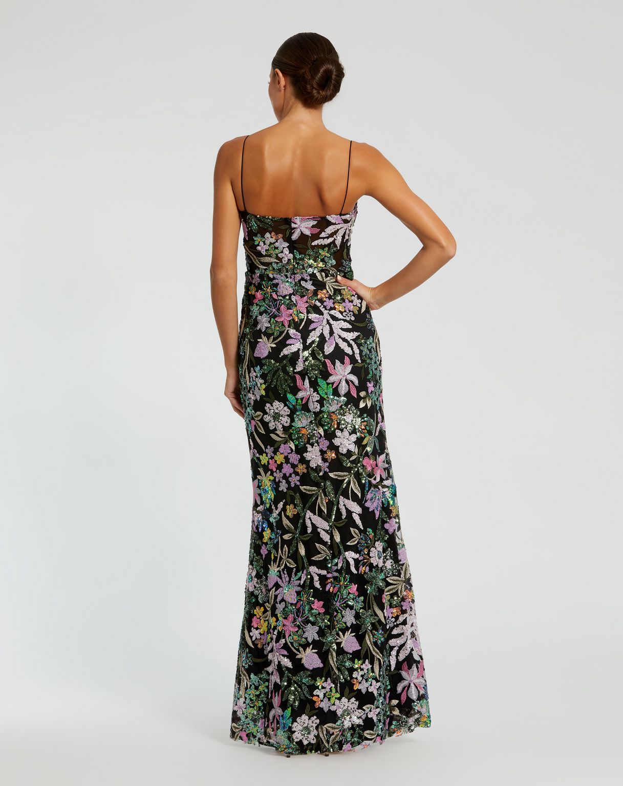 Prom Dresses Long Formal Floral Prom Dress Black Multi