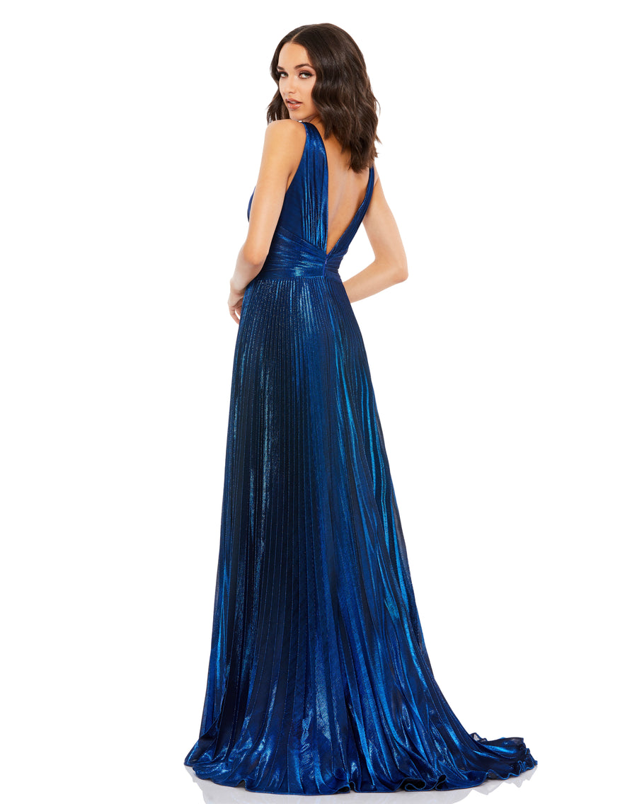 Prom Dresses Long Pleated Formal Metallic Prom Dress Sapphire