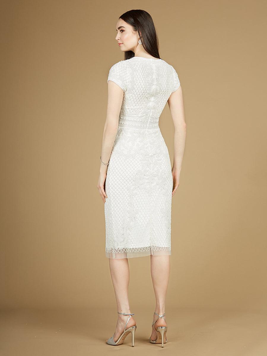 Wedding Dresses Cap Sleeve Midi Bridal Dress Ivory