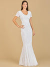 Wedding Dresses Long Cap Sleeve Bridal Gown Ivory