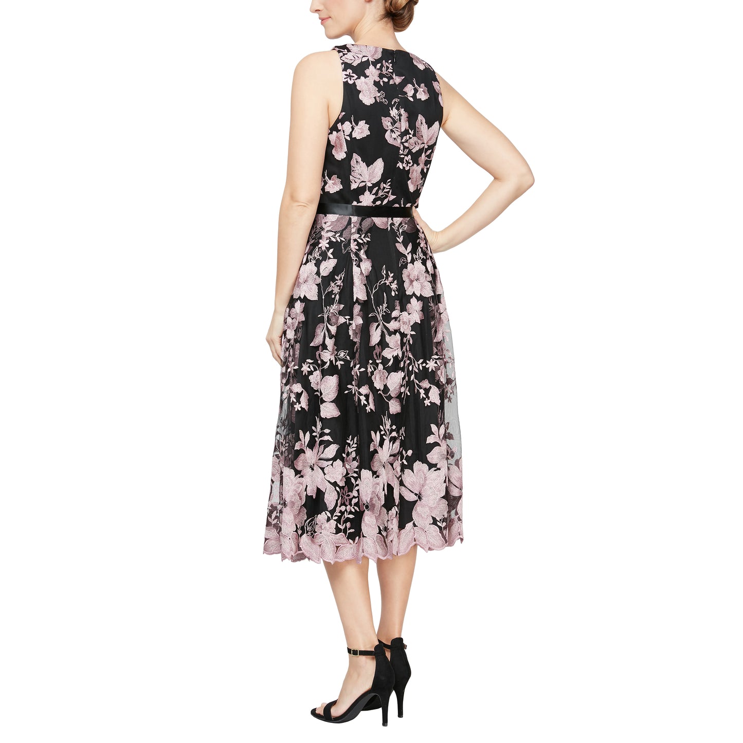 Cocktail Dresses Short Cocktail Midi Length Floral Dress Black Rose