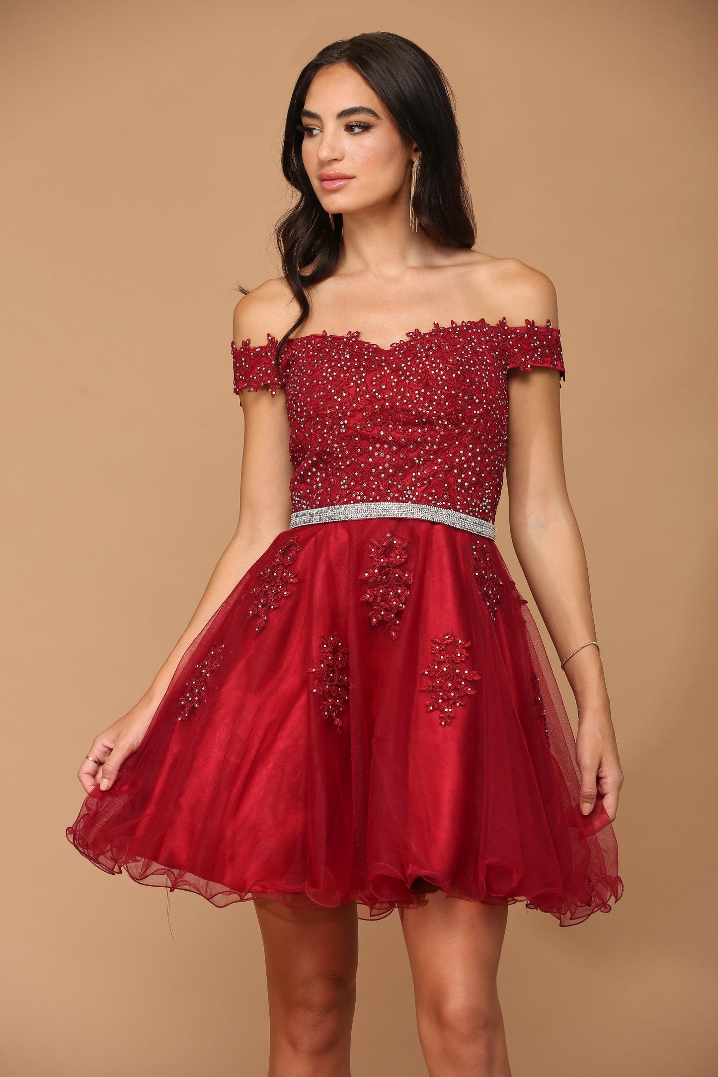 Prom Short Off Shoulder Lace Cocktail Party Dress