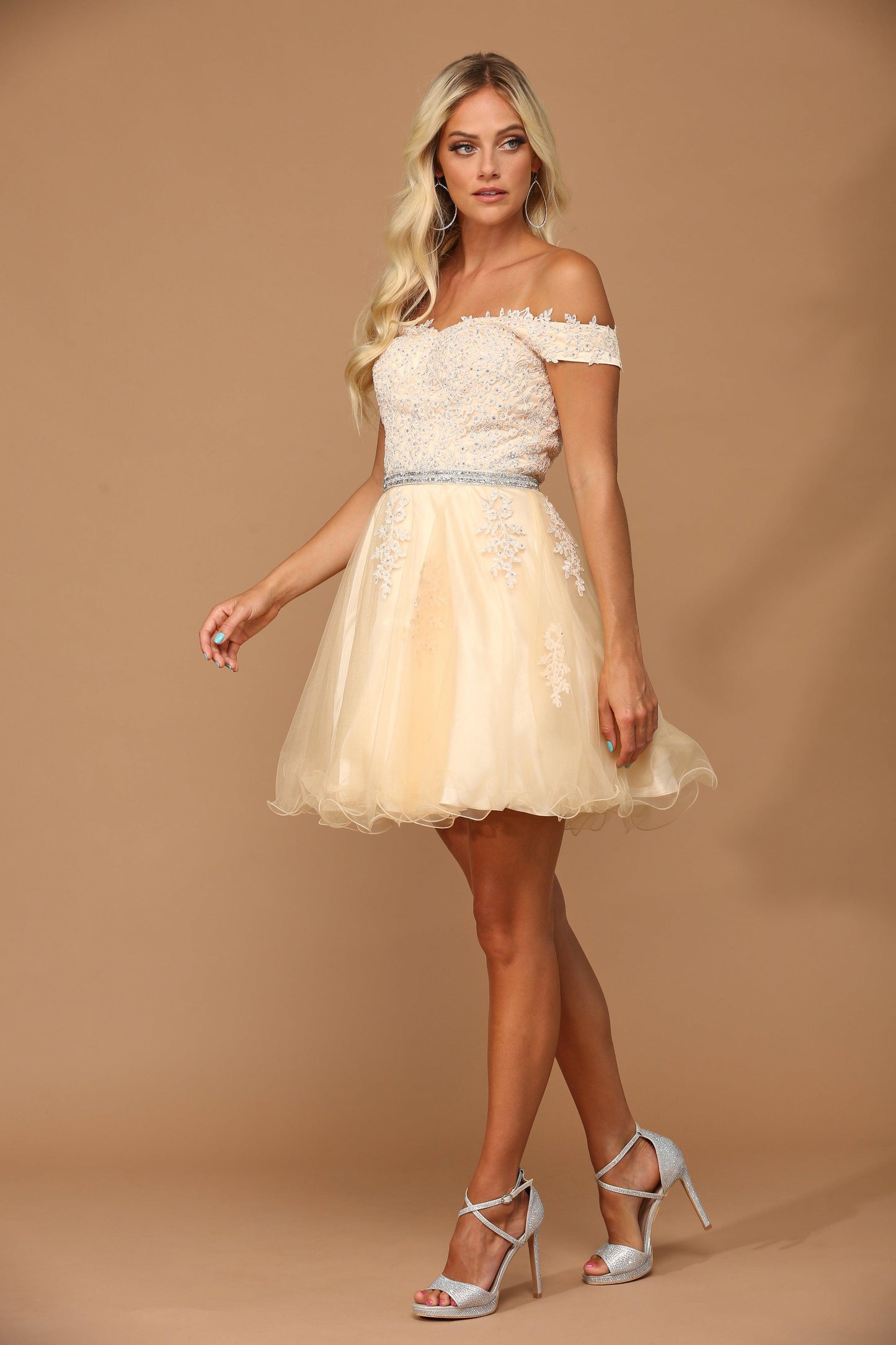 Prom Short Off Shoulder Lace Cocktail Party Dress