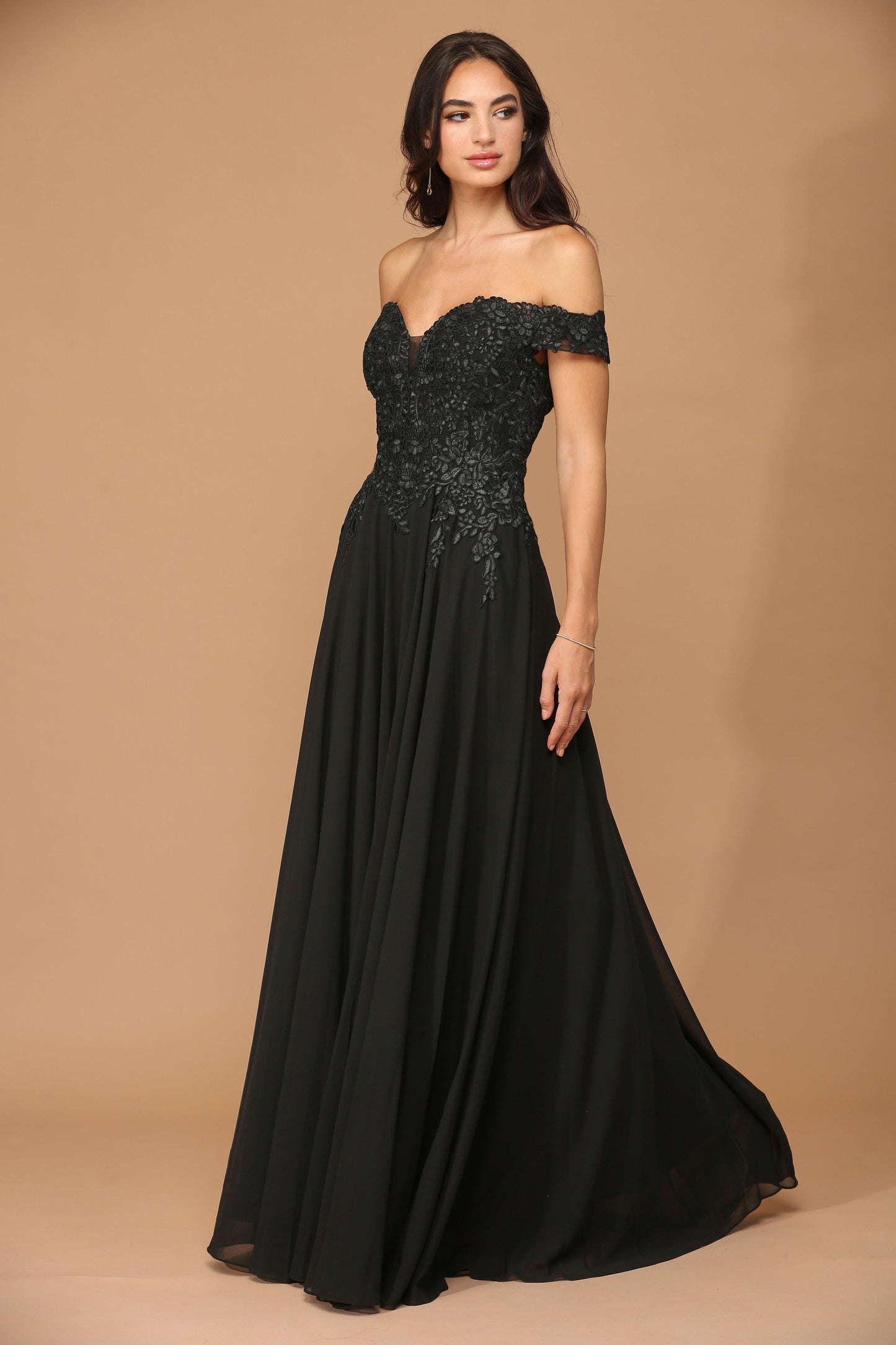 Long Off Shoulder Formal Chiffon Evening Dress