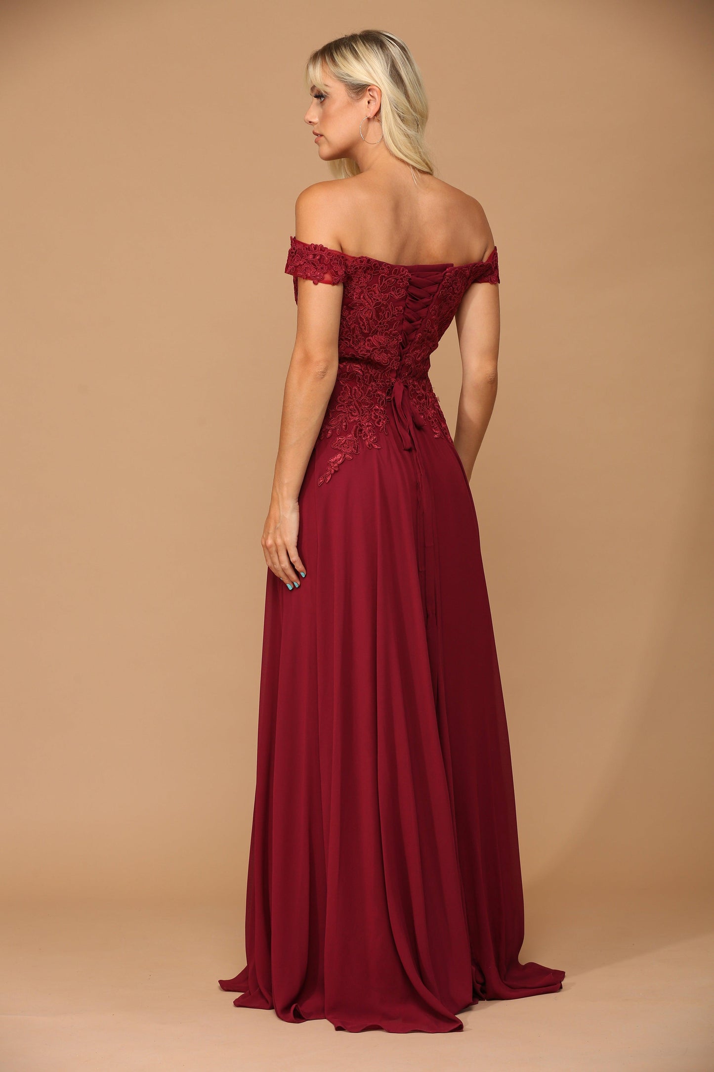 Long Off Shoulder Formal Chiffon Evening Dress