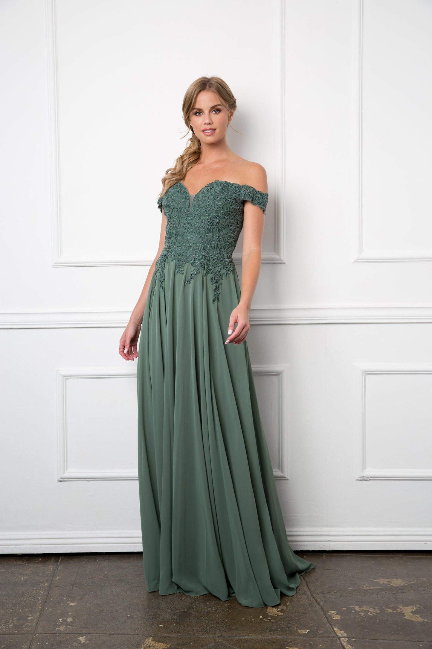 Long Off Shoulder Formal Chiffon Evening Dress