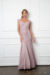 Long Mother of the Bride Metallic Evening Dress